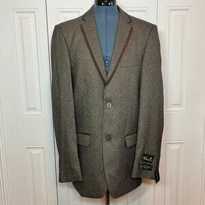 Falcone Brown Tweed 3 Piece Suit 38L NWT